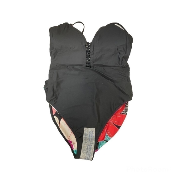 La BLANCA - Swimsuit Tummy Control Reversible Plunge One Piece Floral & Black 10 - Picture 8 of 11